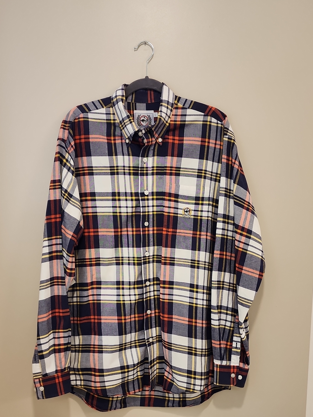 Cinch Plaid Button Down Shirt Classic Western Embroidered Logo Men's size Large